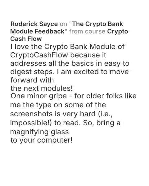 CCF student testimonial: community post from Roderick Sayce