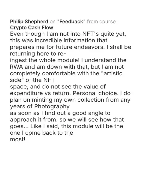 CCF student testimonial: community post from Philip Shepherd
