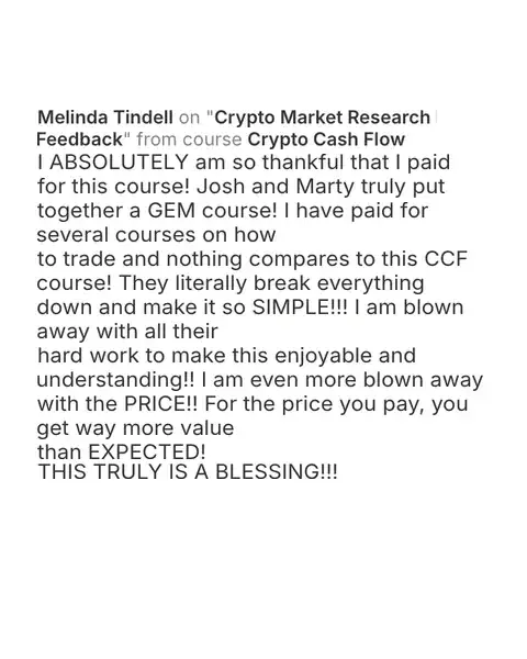 CCF student testimonial: community post from Melinda Tindell