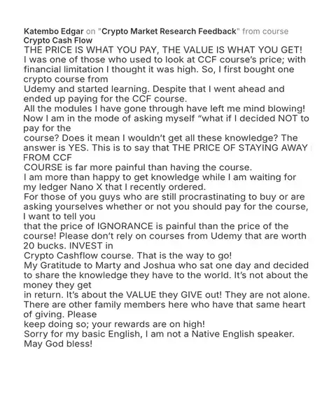 CCF student testimonial: community post from Katembo Edgar
