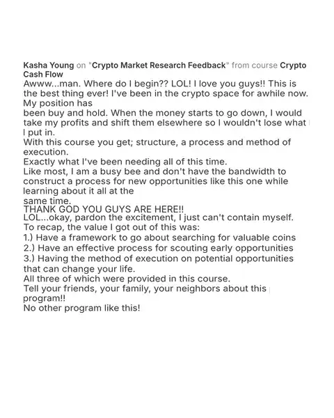 CCF student testimonial: community post from Kasha Young