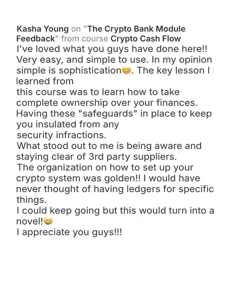CCF student testimonial: community post from Kasha Young