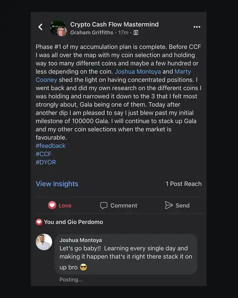 CCF student testimonial: community post from Graham Griffiths